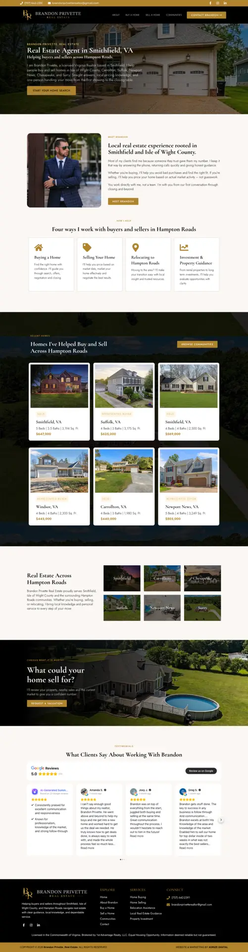 Website designed for Brandon Privette, Realtor