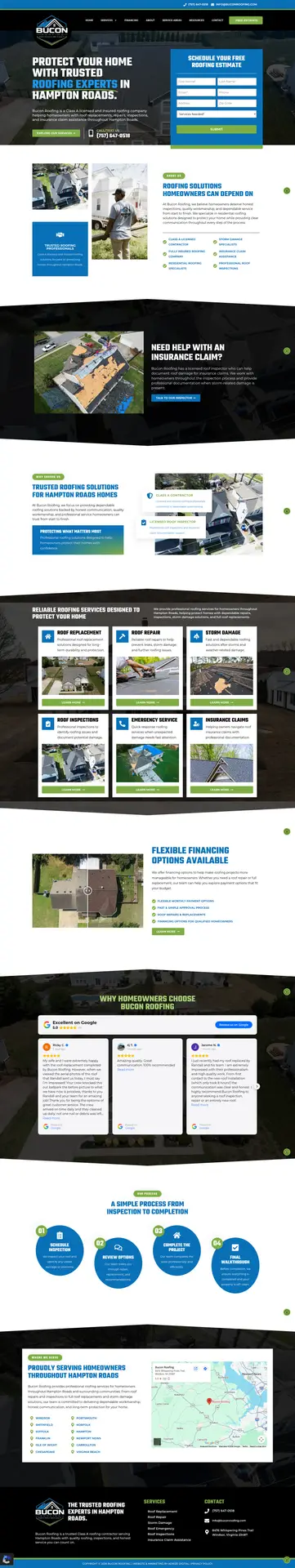 Website designed for Bucon Roofing