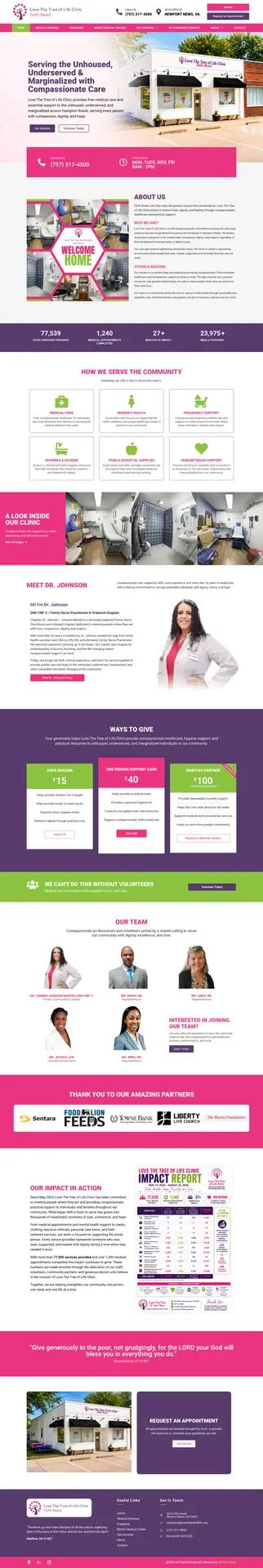 Website designed for Love the Tree of Life Clinic