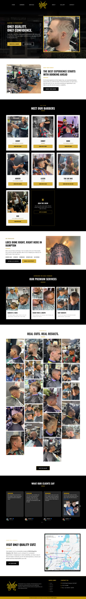Website designed for Only Quality Cutz barbershop