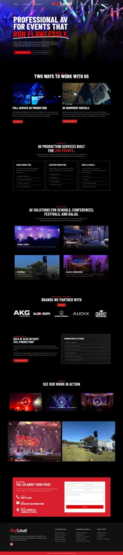 Website designed for Out Loud Productions